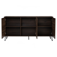 Aparador SAMOS de 1.49 m en Color Nogal Premium, Estructura de Metal con Tablero Laminado, Mueble Buffet de Diseño Escandinavo Moderno, Almacenamiento Nuhoom