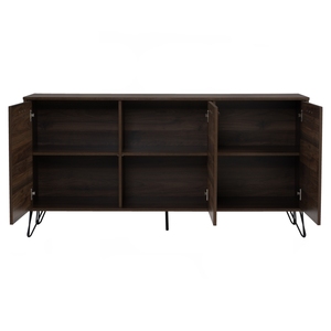 Premium Walnut Colour SAMOS 1.49M <b>Sideboard</b> Metal Frame Buffet Cabinet for Contemporary Dining Room Luxury Living Area <b>Storage</b> - Product Image 3