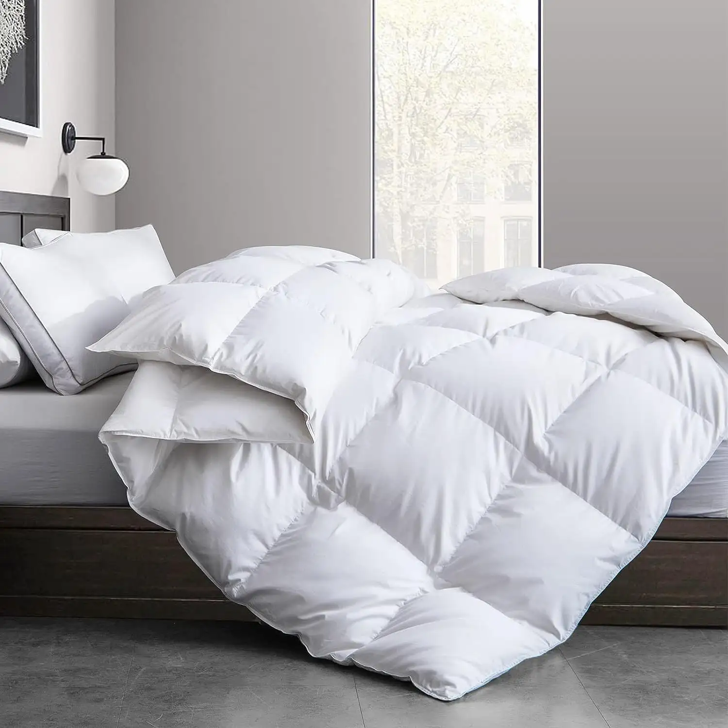 100% Algodão Tecido Cama Linho Comforter Set Edredão Microfibra Enchimento Branco Hotel Quilt