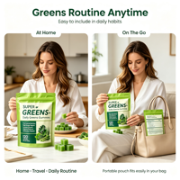 SYC BIO Gummies Super Greens Naturels Mélange de Verts Quotidiens Harmonie Digestive Complément Alimentaire Quotidien 120 Comprimés Sac de 600g Pour Tous Usages Personnalisés