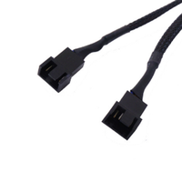 Pemisah kabel kipas Pwm 4Pin, konektor kabel ekstensi lengan hitam 27cm 4 Pin Pwm 2 in 1
