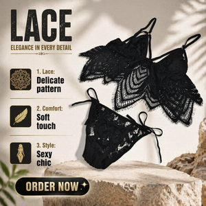 <span class=keywords><strong>Ensemble</strong></span> de lingerie en dentelle noire pour femmes, soutien-gorge à fines bretelles, culotte à nouer sur le côté, sexy, <span class=keywords><strong>chic</strong></span>, doux, transparent, <span class=keywords><strong>ensemble</strong></span> de sous-vêtements en dentelle - Product Image 1