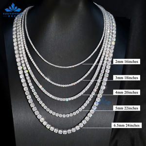 Fancy Fine Jewelry Hip Hop 925 Sterling Silver VVS Moissanite <span class=keywords><strong>Diamond</strong></span> Cluster Iced Out <span class=keywords><strong>Tennis</strong></span> Chain Pulsera Collar para hombres - Product Image 1