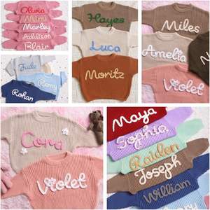 Pull en coton personnalisé pour bébé nouveau-né, idéal pour Noël, avec nom brodé, cadeau tricoté pour filles et garçons, multicolore, fabriqué en Chine - Product Image 5