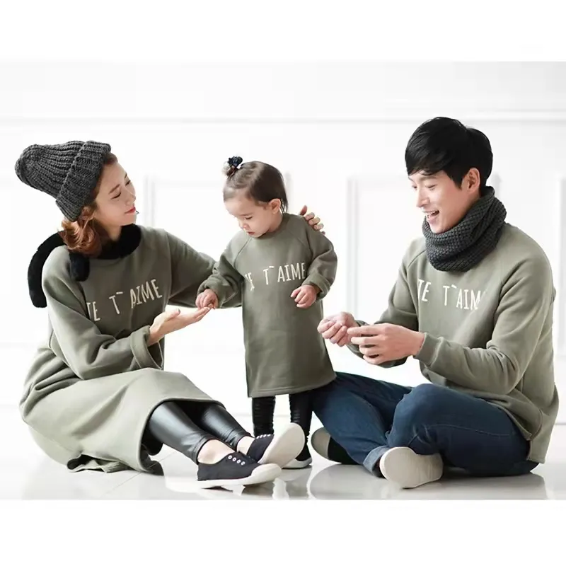 Pullover per bambini e genitori in stile coreano top con stampa di lettere senza cappuccio felpe per la famiglia