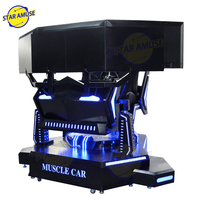 Machine de course d'intérieur VR à 3 écrans Simulateur de voiture 3D Volant en métal de course dynamique à trois axes pour le centre commercial Simracing