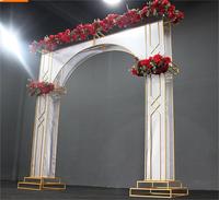 Nouveau mariage fleur arc cadre cercle or couronne toile de fond rond carré arc accessoires de mariage scène fond décoration de mariage.