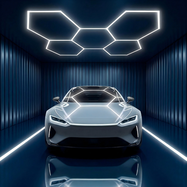 5 Hexagon Sets Detailing Car Light Wash Showroom Workshop Lighting Working Hex Hexagon Garage Honeycomb Hexagonal Lamp Led Light