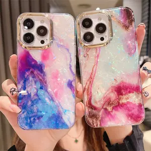 Mobile Phone And Accessory Luxury New Soft IMD Gradient Texture Marble Phone Case Bling Cover Girl For iPhone 13 14 Fundas