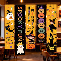 Bannières décoratives suspendues pour Halloween, lanternes citrouille, accessoires fantômes et chauves-souris, impression numérique sur panneau KT moderne, pour aménagement photo en boutique