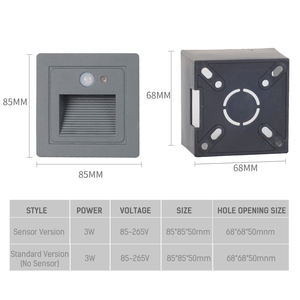 Nouvelle lampe de marche intérieure AC85-260V 3W lampe de nuit d'escalier blanc chaud/blanc froid noir/gris/blanc étanche IP65 led éclairage d'escalier - Product Image 5