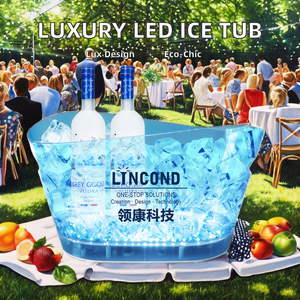 Bán Chạy Nhất LED Phát Sáng Xô Đá Mang Nhãn Hiệu Biểu Tượng Tùy Chỉnh Thanh Hộp Đêm Nhựa Trong Suốt Xô Đá LED Phát Sáng Xô Đá - Product Image 2