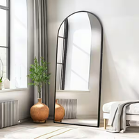 Miroirs décoratifs de style moderne, argentés, réglables, rectangulaires arrondis, pleine longueur, avec éclairage LED, pour usage commercial