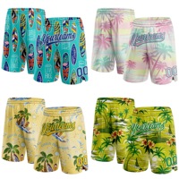 Fleurs colorées personnalisées Palm Floral Palm Vente en gros Sublimé imprimé Polyester Casual Street Beach Men Mesh Basketball Shorts