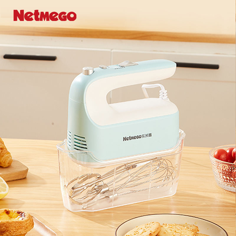 Mixer tangan listrik kebisingan rendah, pengocok telur berdiri dengan kotak  penyimpanan Slip On struktur daya Manual untuk penggunaan di rumah