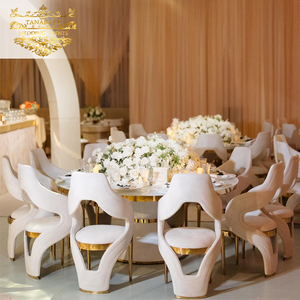 Comedor Marco de acero inoxidable dorado Terciopelo negro Eventos Fiesta Silla de banquete real - Product Image 3