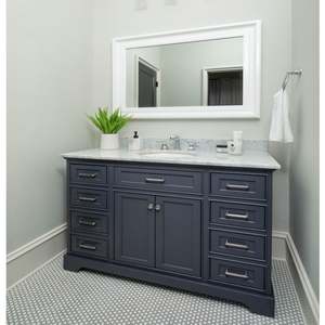 Meubles de salle de bain en bois massif avec finition laquée de style américain traditionnel, avec lavabo et combinaison de meuble-lavabo pour application en villa - Product Image 4