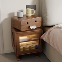 Armoire latérale créative en bois massif pour chambre et salon Table de rangement de chevet avec lumière robot pour enfants