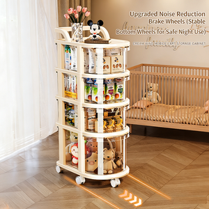 플라스틱 현대식 스탠딩형 롤링 유틸리티 카트 (손잡이 및 바퀴 포함) 간식 랙 트롤리 바닥 서랍 - Product Image 5