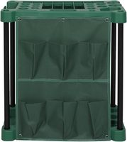 Support de rangement pour outils de jardin rectangulaire en métal double robuste, fentes pour bêches, pelles, balais, râteaux, type debout, facile