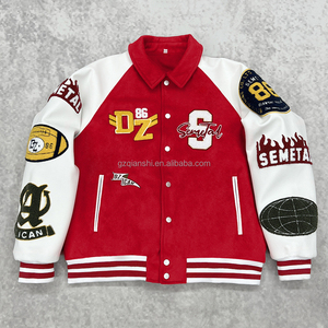 Veste surdimensionnée brodée, veste de baseball en cuir avec logo personnalisé, veste streetwear varsity pour hommes - Product Image 1