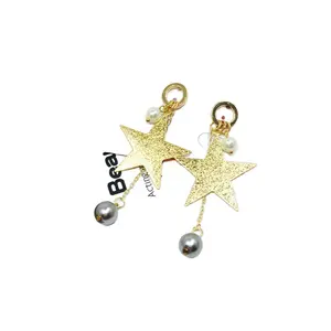 Alibaba.Com France Pearl Earring Gold Color Star Pendant Stud Earrings