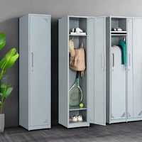 Armoire de rangement moderne en acier à 1 porte verrouillable en métal pour la maison, le dressing et la salle de sport 71 _ Employés Couleur grise