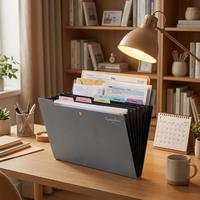 Organisateur de dossiers multi-poches extensibles A4/Letter avec bouton-pression en PP durable pour fournitures de bureau essentielles