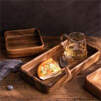 Plateau de rangement en bois laqué de style Japandi, forme personnalisable, pour la maison et la cuisine