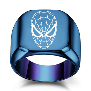 Spider-Man Mask 304 Stainless Steel <b>Ring</b> 18mm Square Men's Fashion Jewelry Gift - Product Image 5