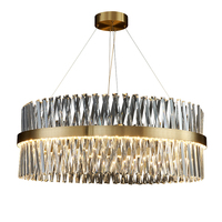 Lustre moderne en laiton givré avec cristaux, AC 220V, marque ZhongYi, garantie 3 ans, blanc chaud 3500K, angle de faisceau 360°, salon
