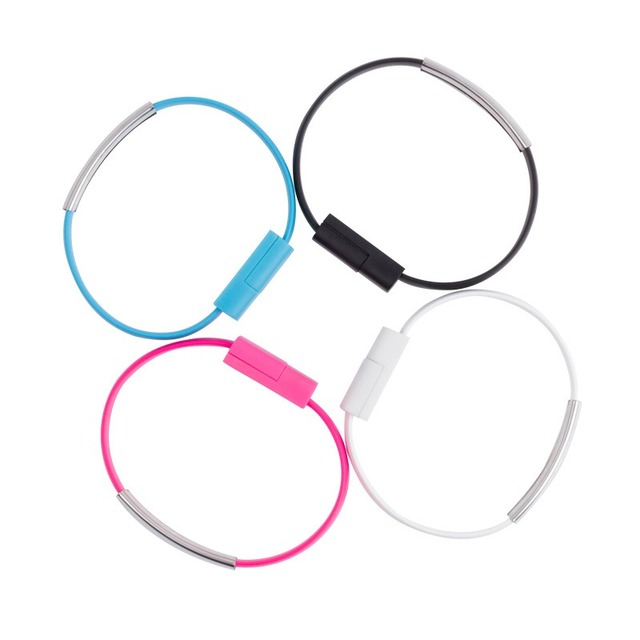 Pink Blue Fashion USB Bracelet Cable Flat Noodle Wire with Braid Shielding Type C Charging for Cameras Computers Wholesale