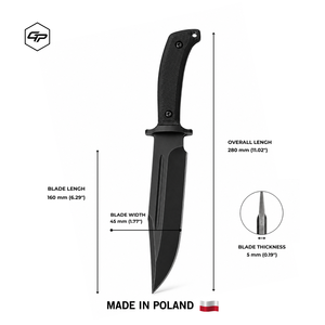 Couteau compact à lame fixe en acier O2 fait main pour la chasse et le bushcraft, manche intégral avec étui Kydex, léger - Product Image 3