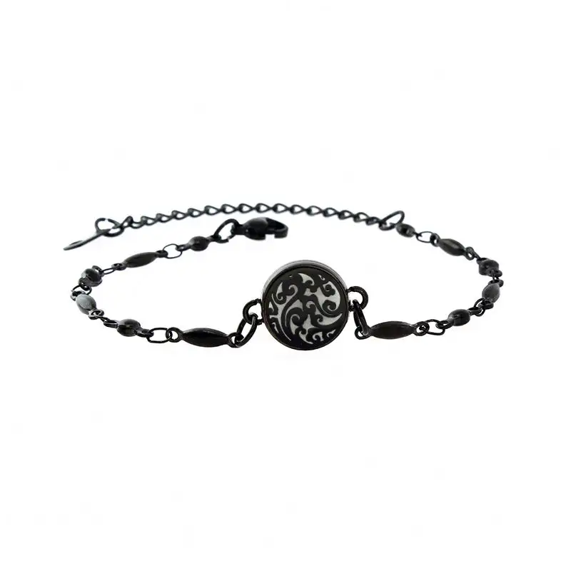 With 12mm Locket Stainless Steel Tree of Life Aromatherapy Bangle Creative Essential Oil Couple Adjustable Diffuser Bracelet