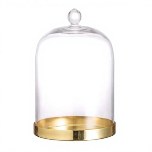 Support à gâteau en verre avec base en chaîne dorée, présentoir rond pour desserts, piédestal pour centre de table de mariage ou d'anniversaire - Product Image 3