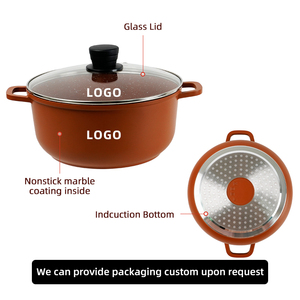 Công Suất Cao 2 Lớp Soong Súp Kho Chậu Không Dính Hợp Kim Nhôm Với Màu Cam Tối Bên Ngoài Chất Lượng Cao Súp Kho Chậu - Product Image 2