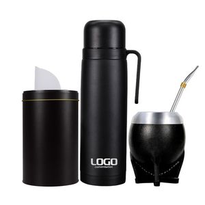 Set Completo de <span class=keywords><strong>Mate</strong></span> Argentino Personalizado: Calabaza de Cuero Hecha a Mano, Tapa sin BPA y Termo Moderno para Bebidas Tradicionales - Product Image 1