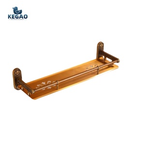 KEGAO Porte-serviettes mural sans perçage pour salle de bain, étagère de rangement pour toilettes et cuisine, porte-serviettes doré - Product Image 3