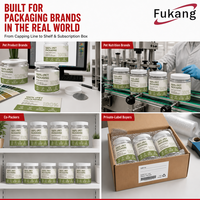 Bocaux de nutrition sportive en RPET transparent personnalisés, emballage facile à ouvrir, à large ouverture, recyclables, service de fabrication sur mesure, fourniture d'emballages de bocaux avec couvercles.