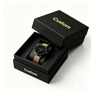 Boîte à montre en papier recyclé écologique avec logo personnalisé, emballage de montre en carton durable, boîte cadeau pour montre biodégradable - Product Image 1