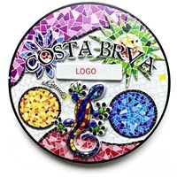 Aimant de réfrigérateur personnalisé avec logo 3D en résine, Costa Brava, Espagne, mosaïque Gaudi, design lézard, souvenir touristique rond