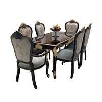 Table à manger rectangulaire en bois massif sculpté de style français, ensemble table et chaises de 1,6 mètre, adapté aux villas de luxe