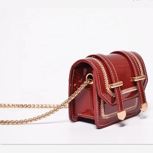 Mini <strong>Red</strong> Patent <strong>Leather</strong> Handbags Small Shoulder Bags Crossbody <strong>Purses</strong> with Embroidery Christmas Gift for Women - Product Image 2