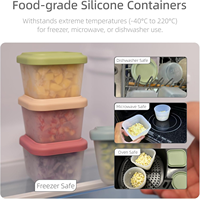 Récipients de stockage des aliments en silicone sans BPA avec couvercles, petits pots de collation réutilisables de 5oz pour adultes et enfants