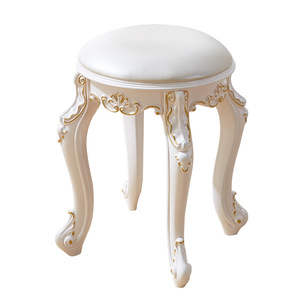 Tabouret de coiffeuse de style européen, rond, en métal, avec siège capitonné et rembourré, pour enfant, chaise de maquillage, tabouret de chambre de princesse - Product Image 5