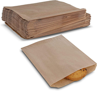 Sac en papier kraft brun plat ECO de qualité alimentaire pour l'emballage de biscuits et de collations, logo personnalisé