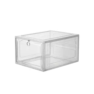 Large Size Double Open Door Stackable Magnetic Sneaker Shoe Box Clear Acrylic Shoe Storage Container Shoes Case Box For Sneaker