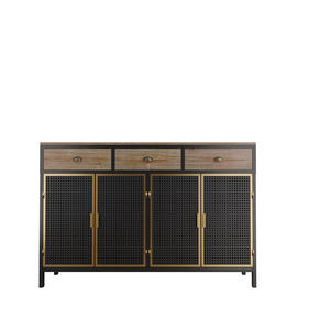 DB 48\" Wide Freestanding Modern <b>Sideboard</b> 4 <b>Doors</b> and <b>3</b> Top Drawers Mango Wood MDF Storage Cabinet for Entryway Floor - Product Image 4