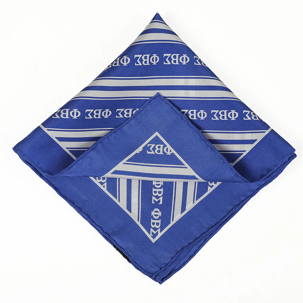 Handkerchief Pure Silk Greek Pocket Square Collection Phi Beta Sigma Fraternity Handkerchief Royal Blue Hand Rolled Pocket Squares