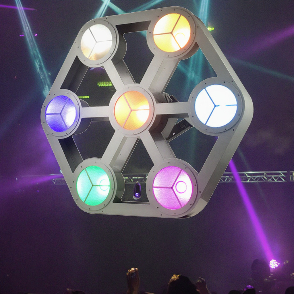 RGBW 4in1 LED COB Stage Lighting 7x30W Retro Matrix Light for Disco Background DJ Lighting for Live Music Strobe Effect